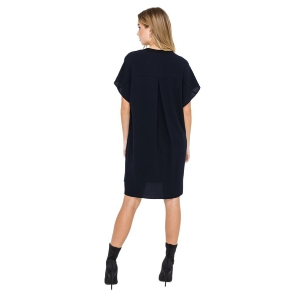 ASTR - V Neck Shift Tunic Black & Navy Shirt Mini Dress Sz M - Picture 2 of 6